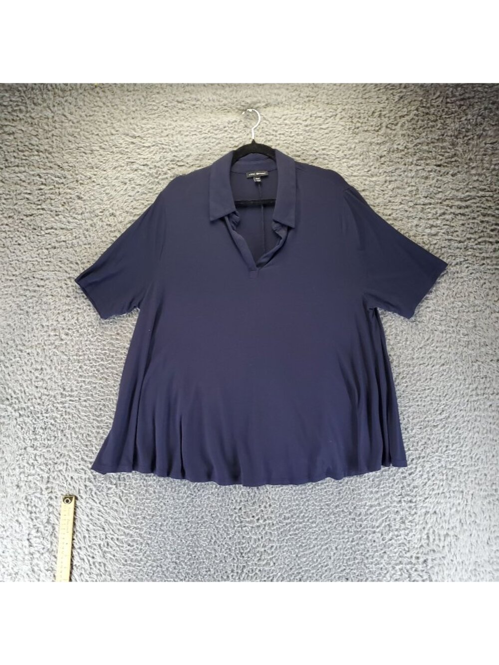 Lane Bryant Top Womens 18/20 Navy Blue Collared Short Sleeve Relaxed Fit Tunic
